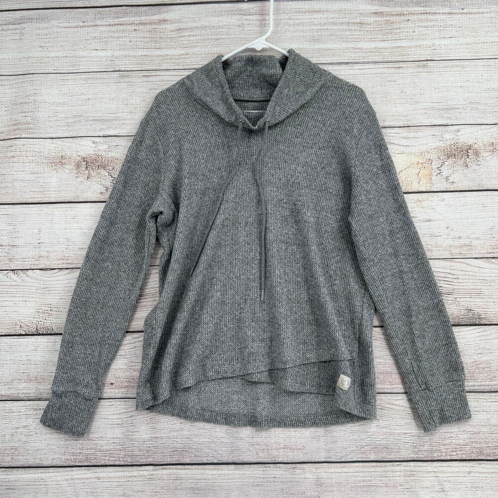Straight Down Golf Misty Cowl Neck Top Womens XL Gray Waffle‎ Knit Niner Wine